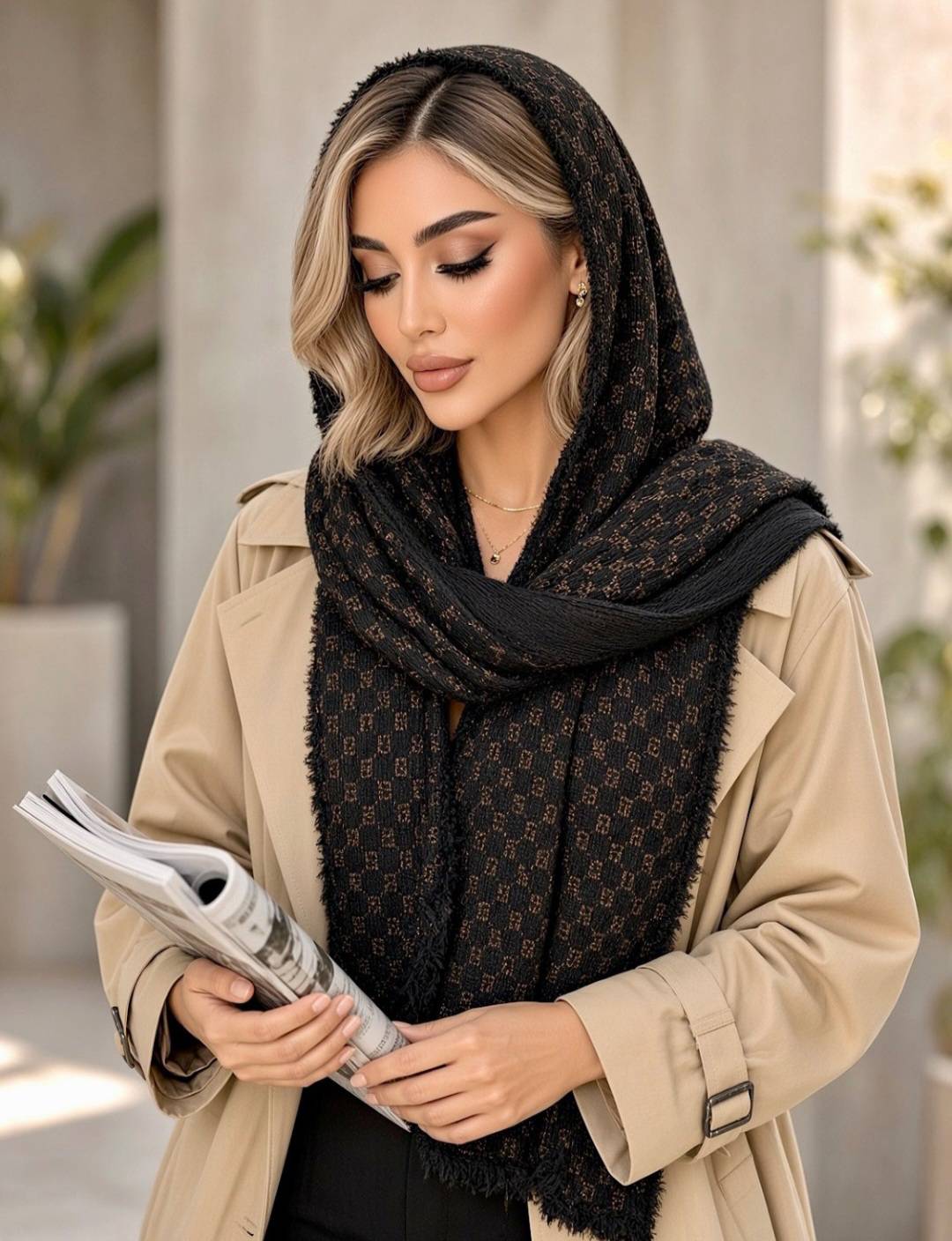 شال برشکا طلا کوب