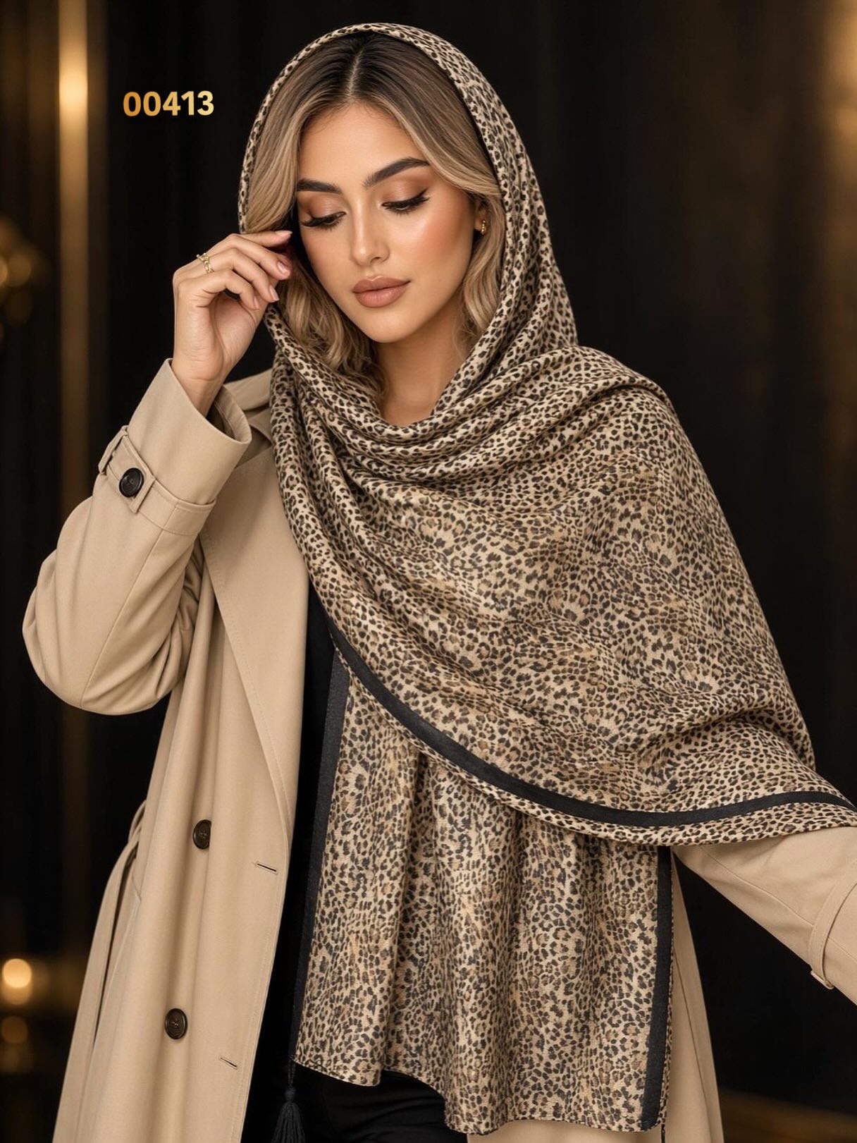 شال پلنگی مخمل پاییزه کد00413