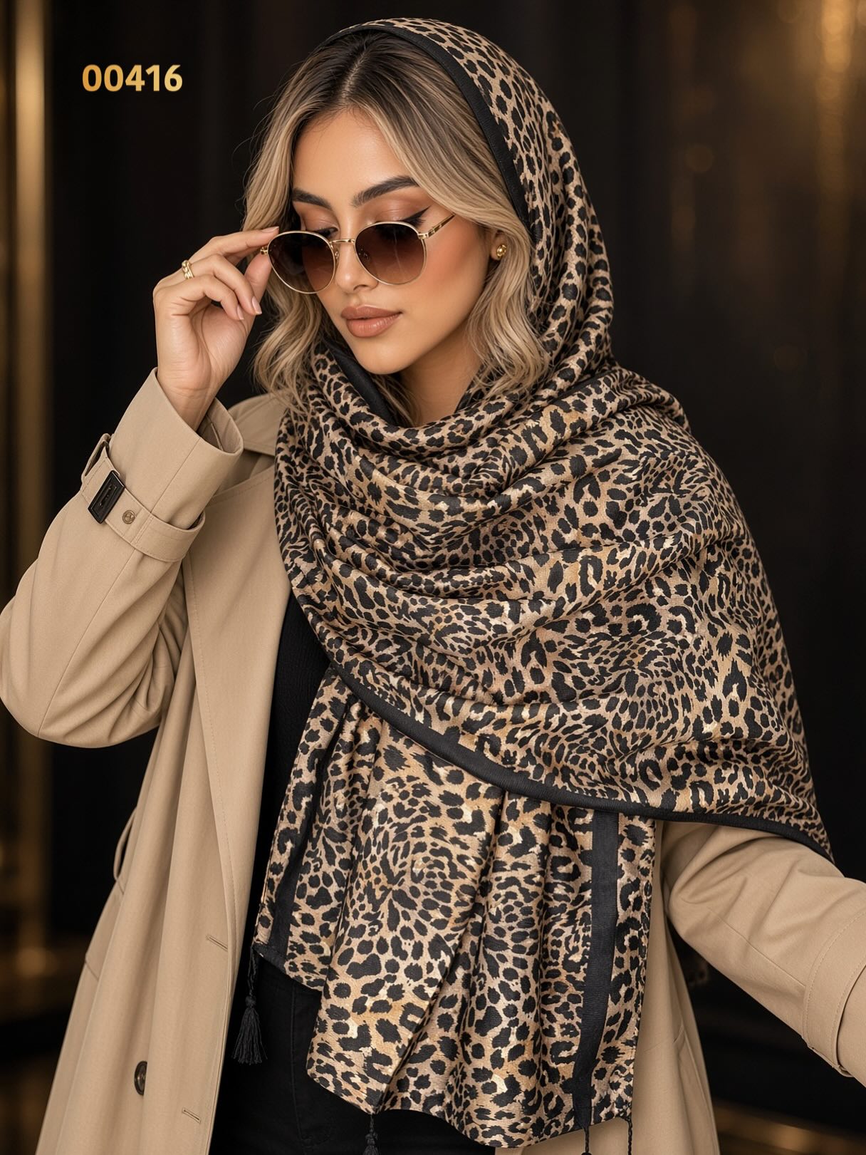 شال پلنگی مخمل پاییزه کد00416
