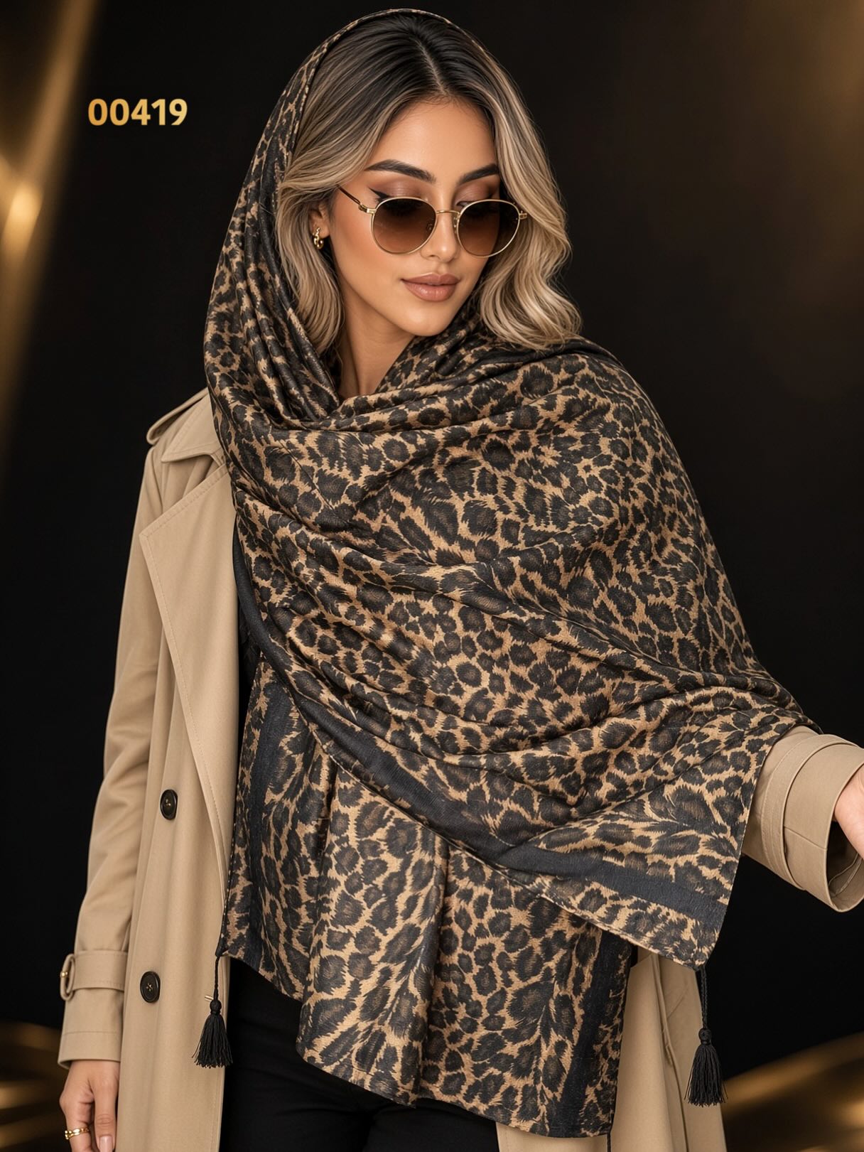شال پلنگی مخمل پاییزه کد00419